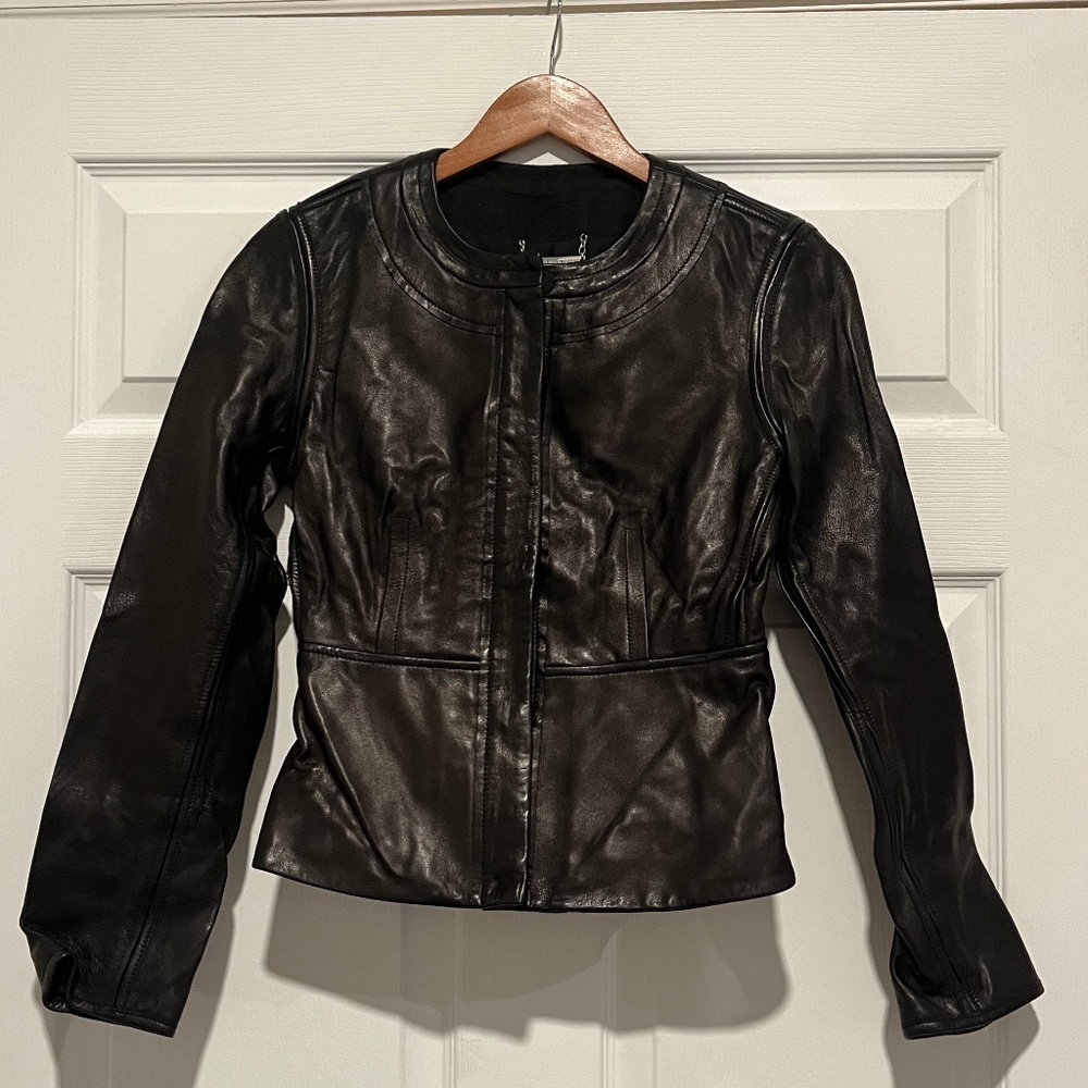 Diane Von Furstenberg Vintage Black Leather Jacket